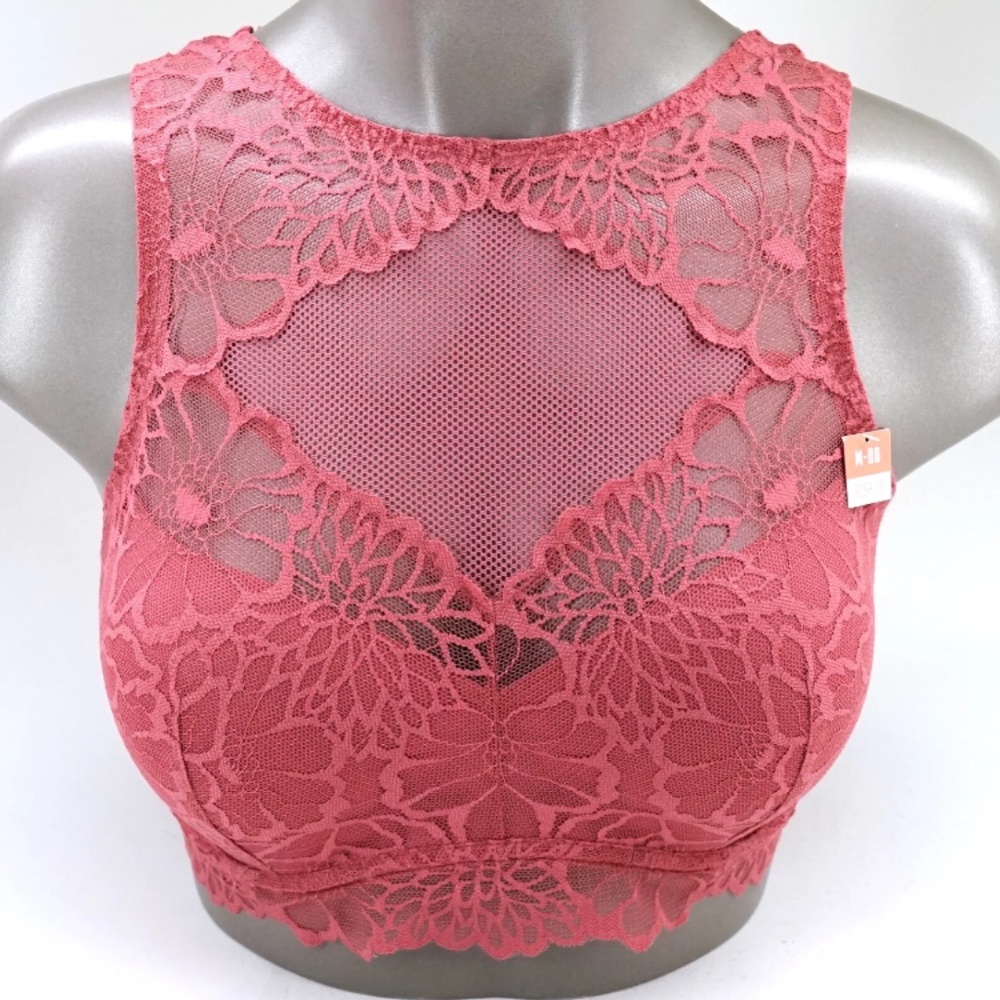 NWT Victoria's Secret PINK Begonia Wildflower Lace High Neck Push Up Bralette